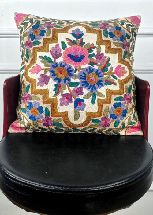 Garden Mosaic Kashmiri Wool Cushion Cover