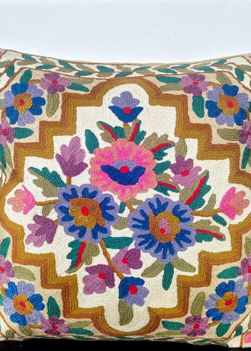 Garden Mosaic Kashmiri Wool Cushion Cover