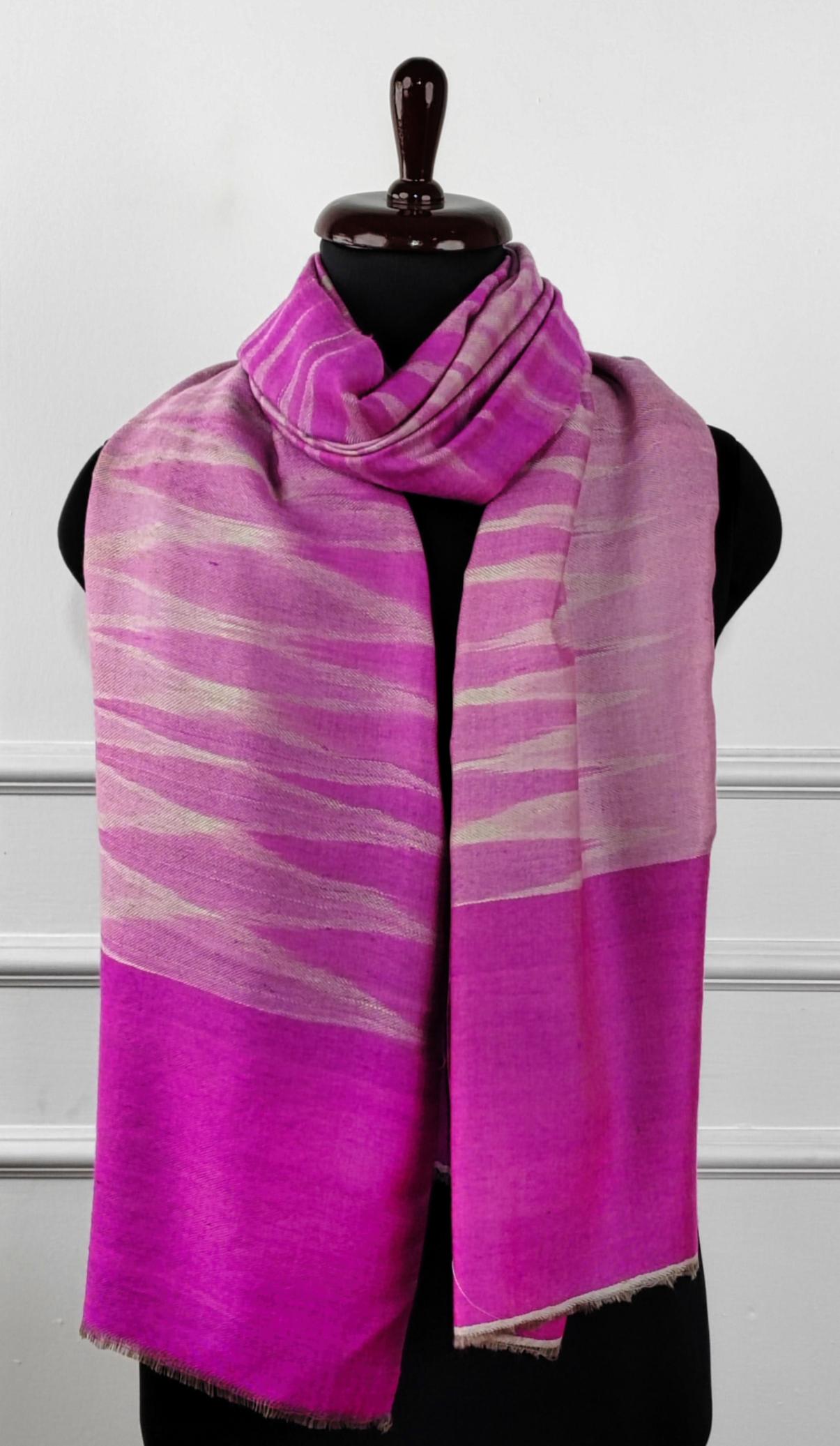 2b-600x1032 Heritage Pashmina® Orchid Haze Kashmiri Ikat Scarf - Image 2