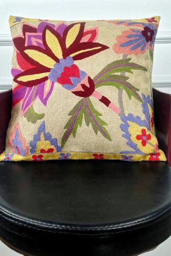 Bloom Reverie Kashmiri Wool Cushion Cover
