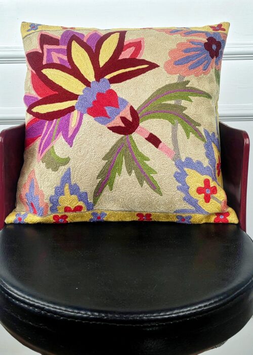 Bloom Reverie Kashmiri Wool Cushion Cover
