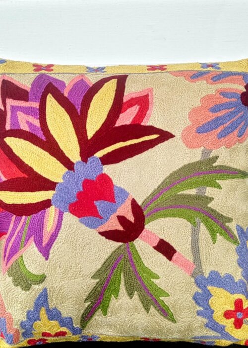 Bloom Reverie Kashmiri Wool Cushion Cover