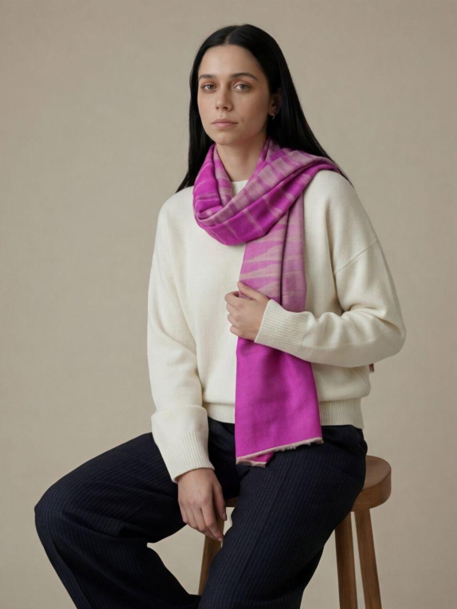 Heritage Pashmina® Rosewood Blush Kashmiri Ikat Scarf