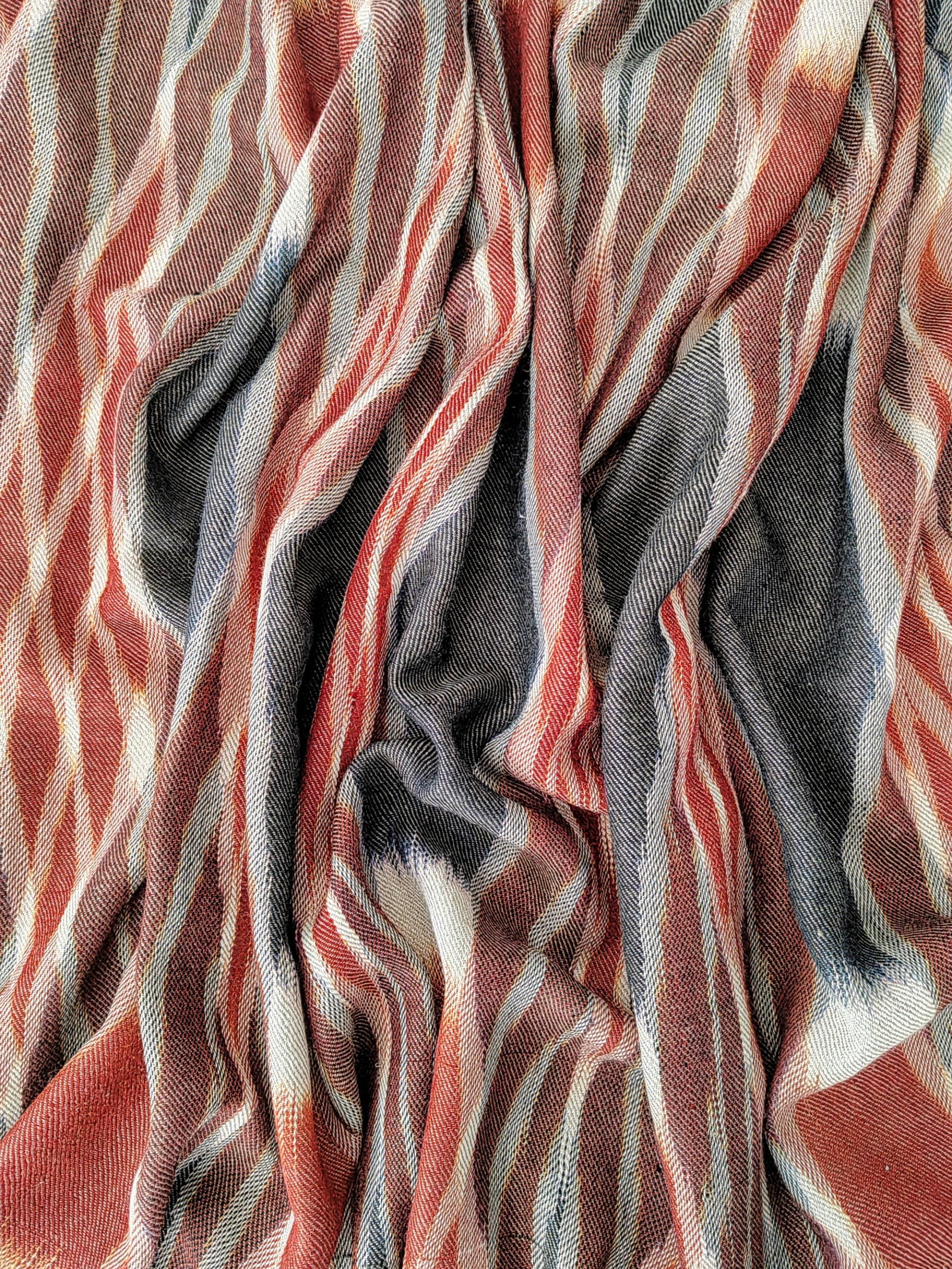 3c-600x800 Heritage Pashmina® Rosewood Blush Kashmiri Ikat Scarf - Image 3