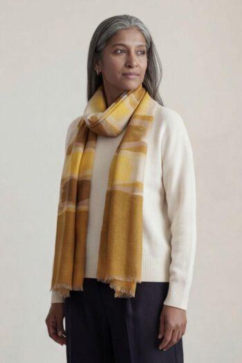 45-350x525 Heritage Pashmina® Saffron Mist Kashmiri Ikat Scarf