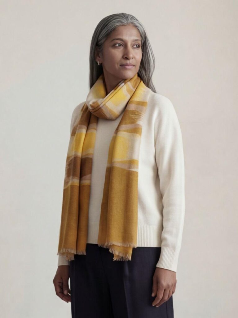 Heritage Pashmina® Saffron Mist Kashmiri Ikat Scarf