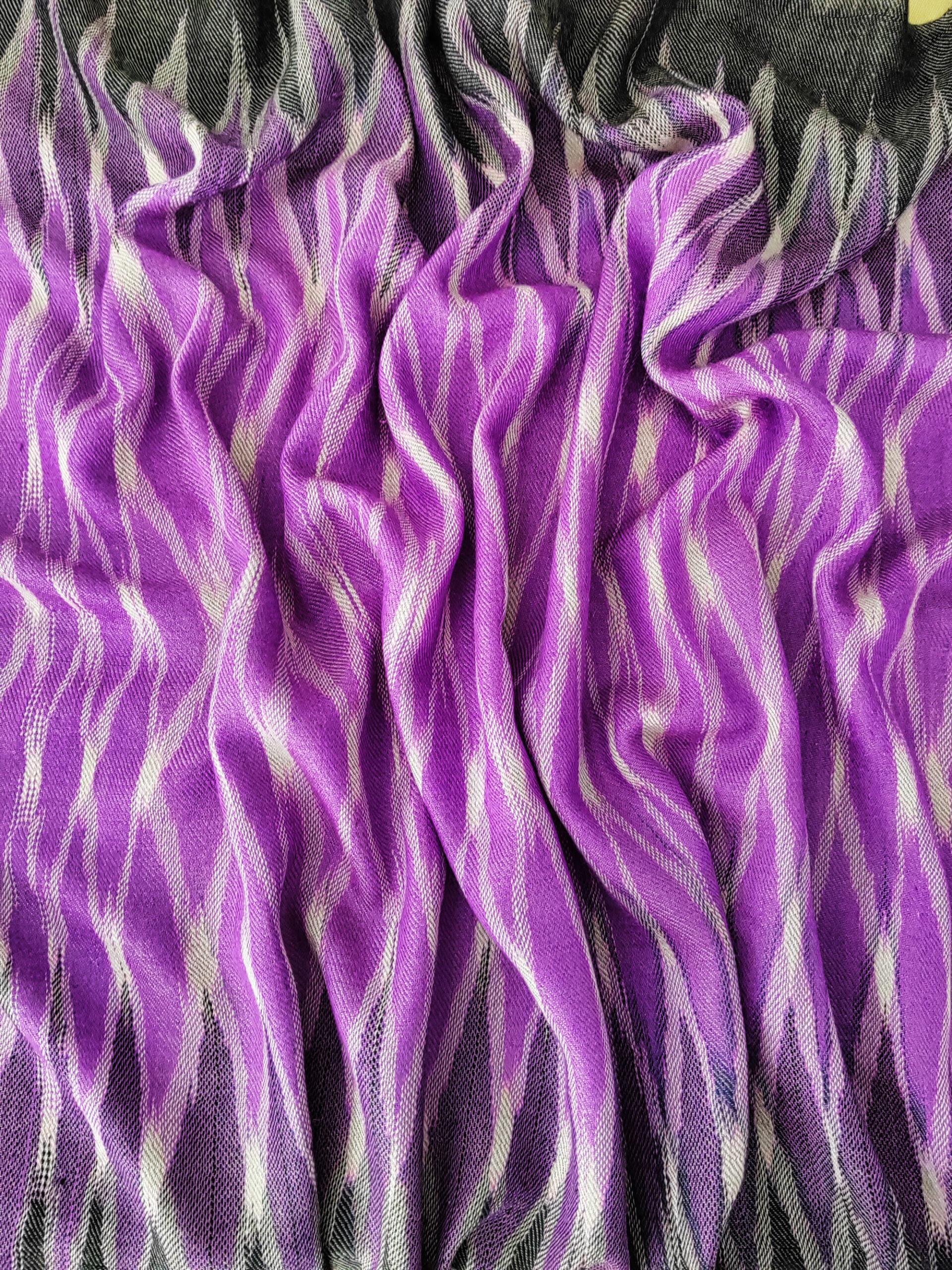 5c-600x800 Heritage Pashmina® Amethyst Drift Kashmiri Ikat Scarf - Image 3