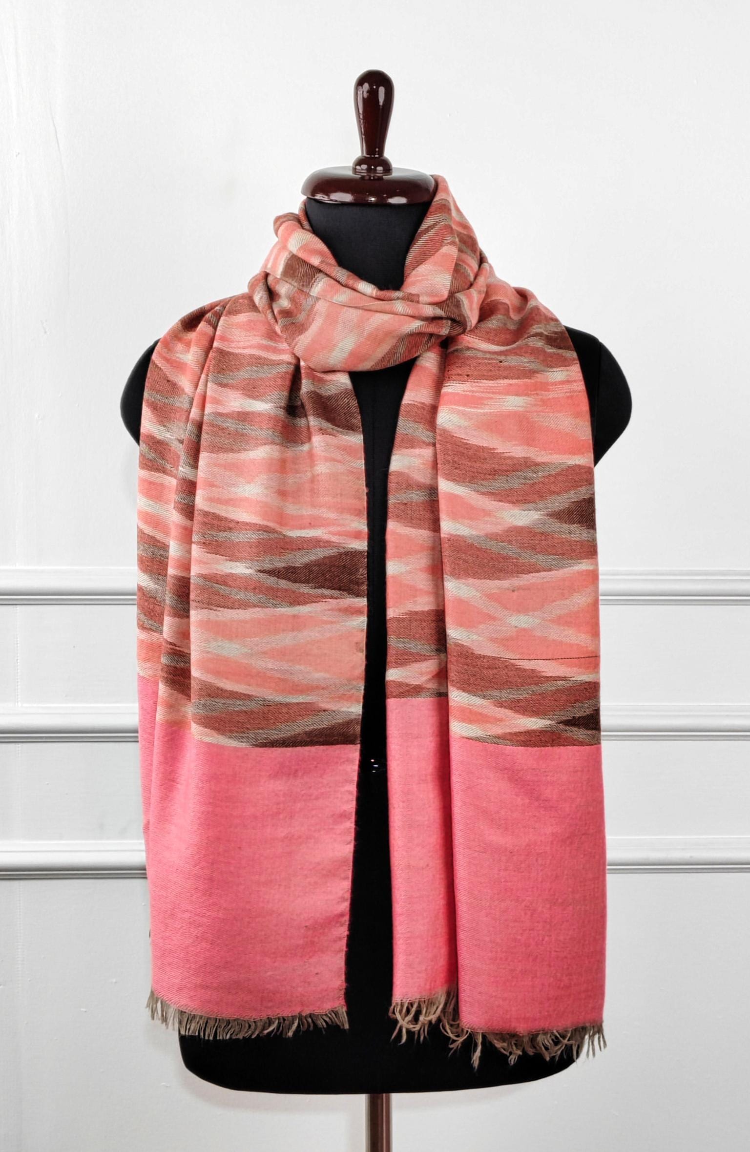 6a-600x921 Heritage Pashmina® Rosewood Mirage Kashmiri Ikat Scarf