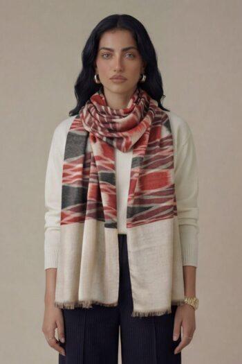 7-350x525 Heritage Pashmina® Rosewood Blush Kashmiri Ikat Scarf