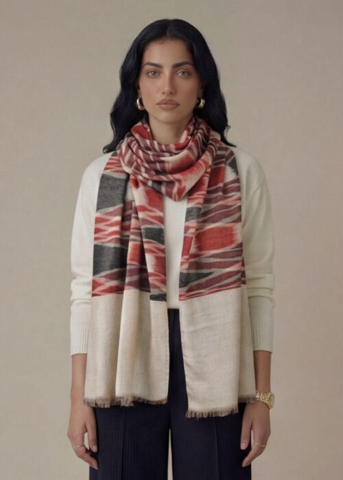 Heritage Pashmina® Rosewood Blush Kashmiri Ikat Scarf