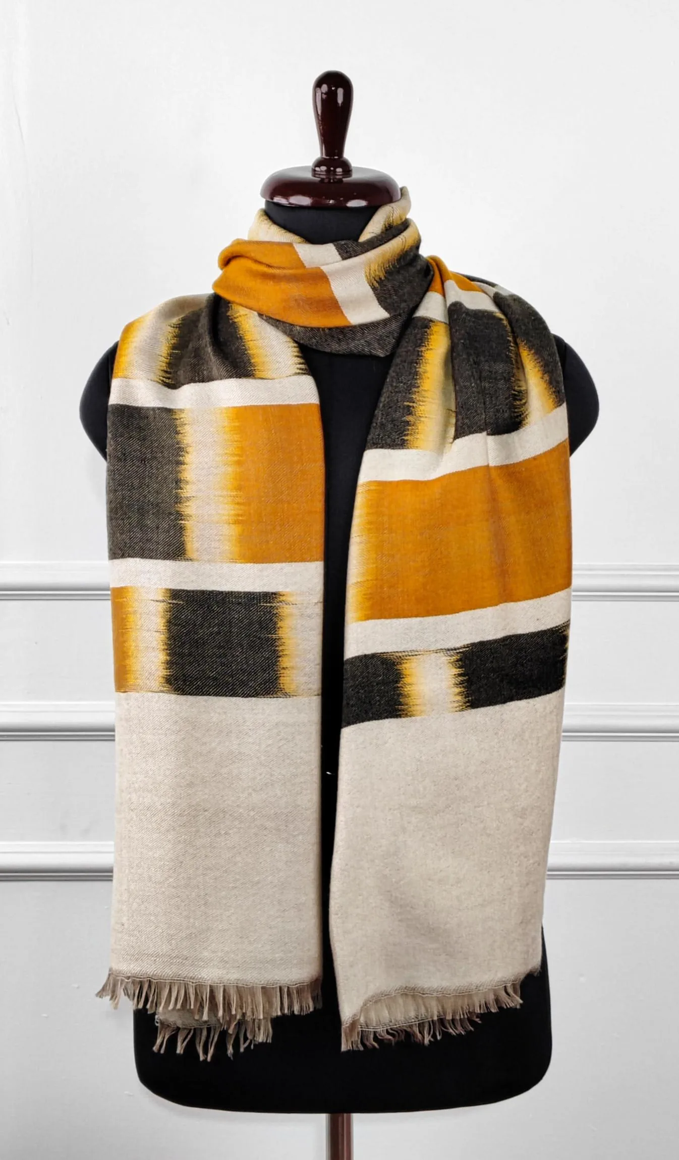 Heritage Pashmina® Amber Ash Horizon Kashmiri Ikat Scarf