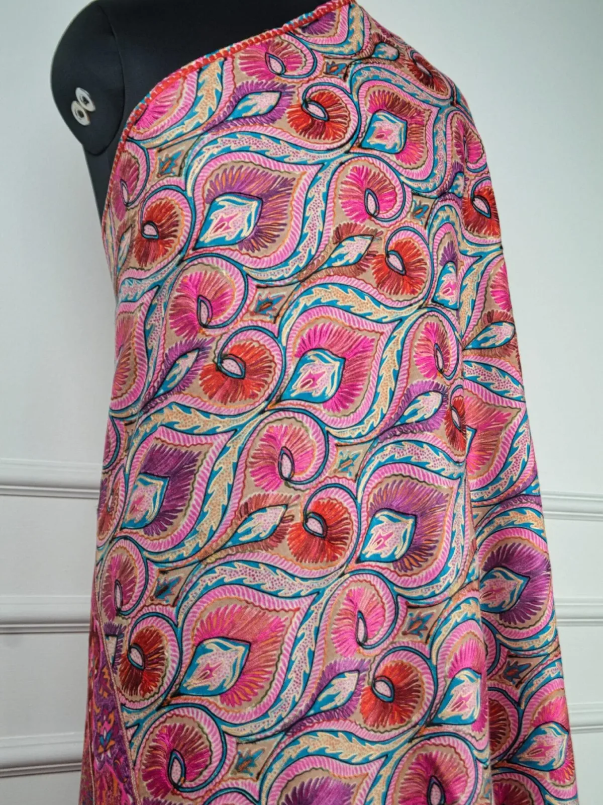 Rangrez Gulkaar Kalamkari Hand Painted Wool Shawl