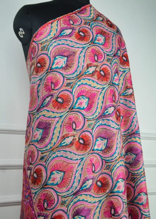 Rangrez Gulkaar Kalamkari Hand Painted Wool Shawl