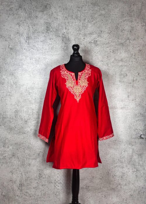 Crimson Garden Kashmiri Short Kurti