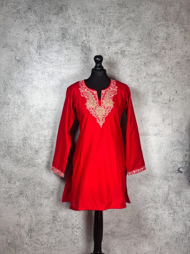 Crimson Garden Kashmiri Short Kurti