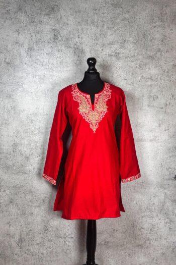 Crimson Garden Kashmiri Short Kurti
