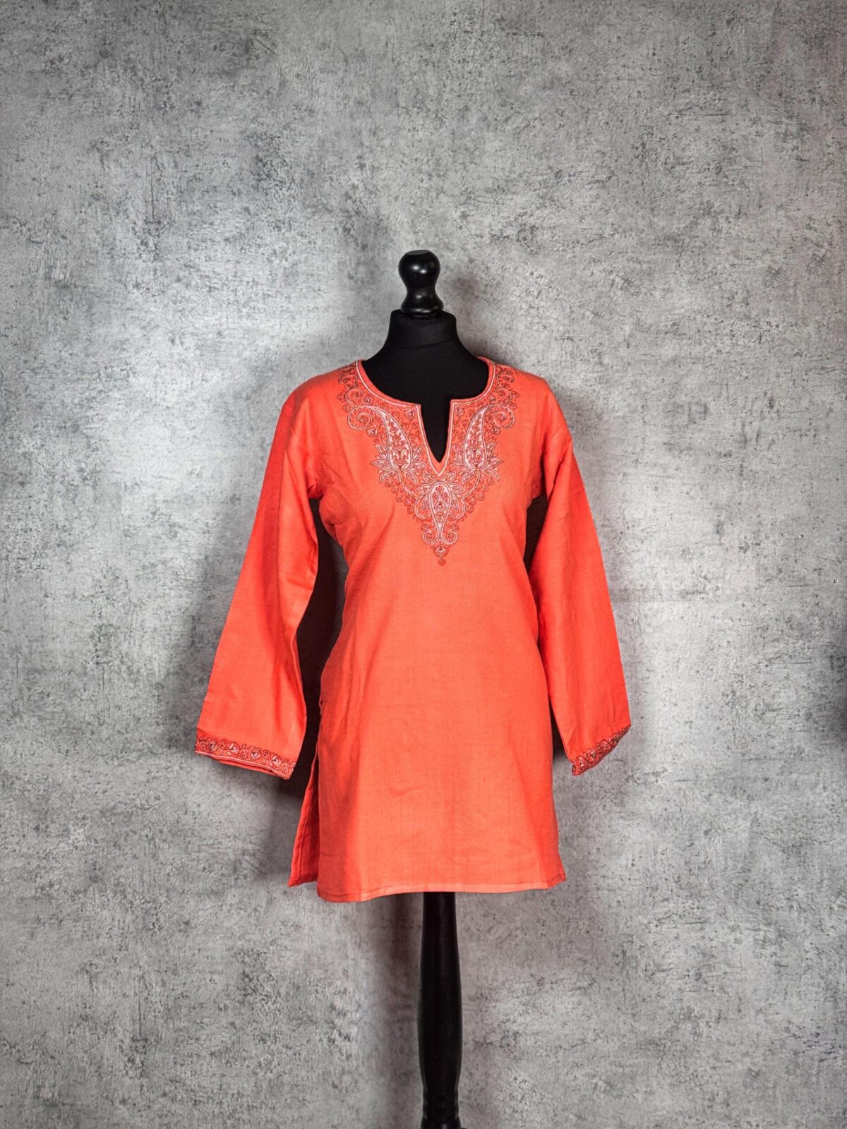 Coral Blossom Kashmiri Short Kurti