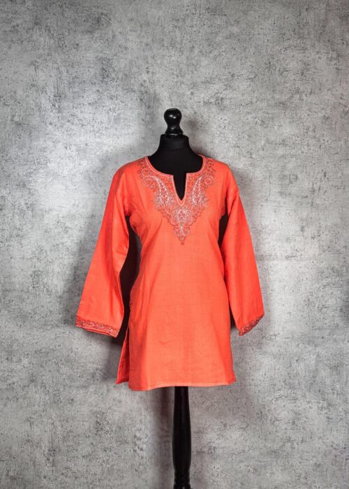 Coral Blossom Kashmiri Short Kurti