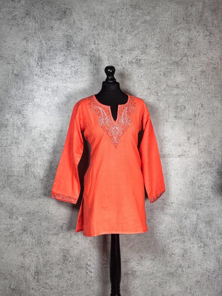 Coral Blossom Kashmiri Short Kurti