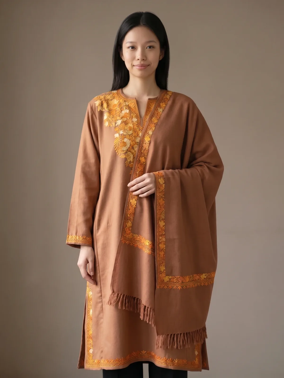 Khizaan-e-Zar Aari Embroidered Wool Pheran