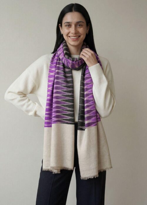 Heritage Pashmina® Amethyst Drift Kashmiri Ikat Scarf