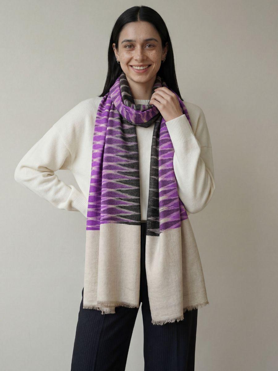 Untitled-Design-900x1200-1-700x933 Heritage Pashmina® Amethyst Drift Kashmiri Ikat Scarf
