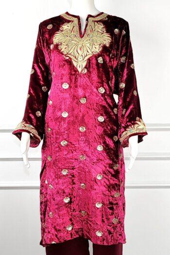 Gulzar-e-Zar Kashmiri Velvet Pheran Set