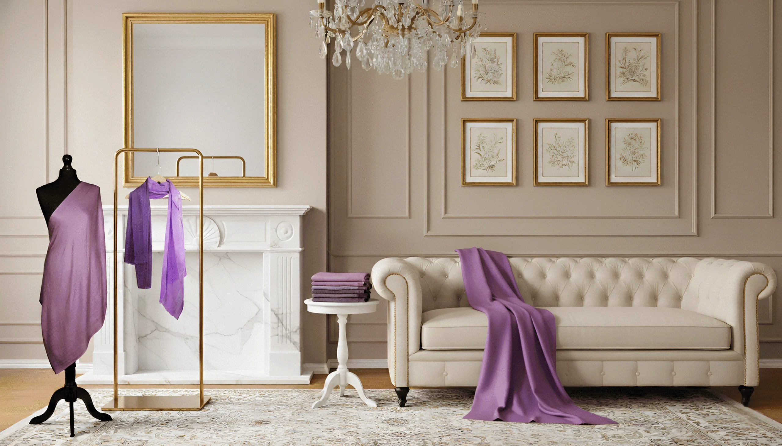 Purple Majesty: The Art of Draped Perfection