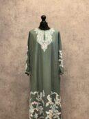 Bahar e Noor Kashmiri Acro Wool Aari Pheran in Olive Green