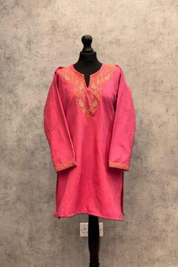 Zewar e Neelam Kashmiri Acro Wool Needle Kurti in Pink