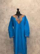 Zaiba Kashmiri Acro Wool Aari Pheran in Blue