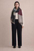 Pamposh Roshni Cashmere Scarf in Beige with Jewel Tones