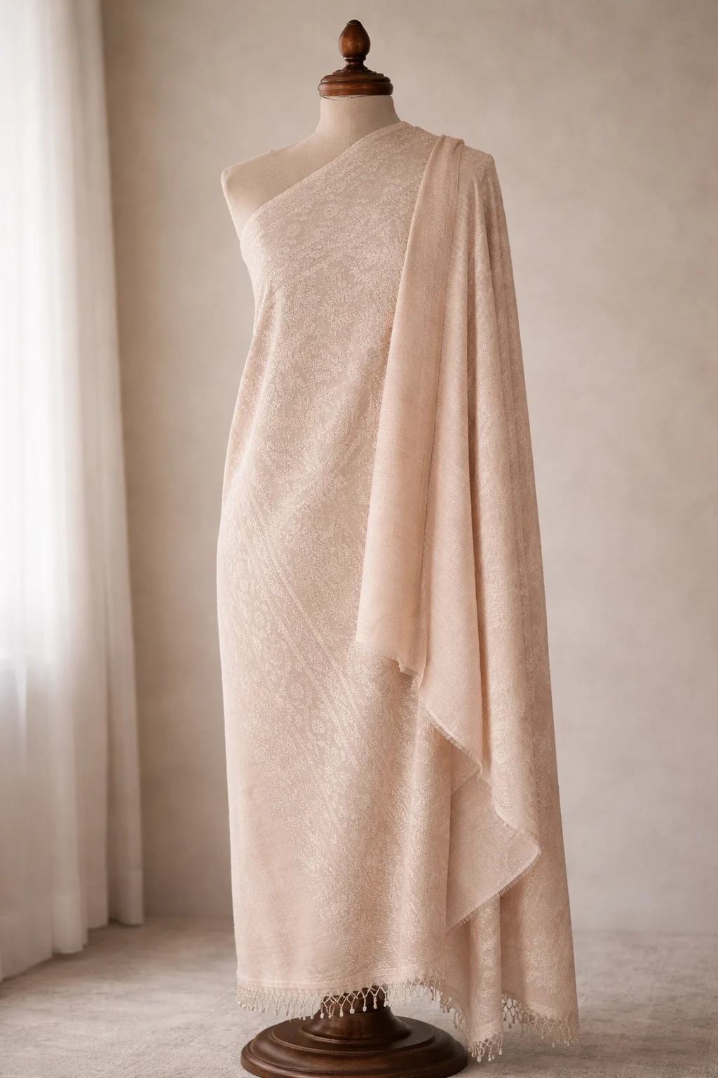 Cream Embroidered Shawl on Mannequin Cream-Embroidered-Shawl-on-Mannequin