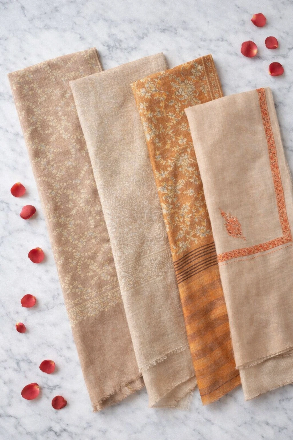 Four Folded Shawls with Rose Petals Four-Folded-Shawls-with-Rose-Petals