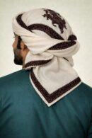 Kashida Kashmiri Acro Wool Needle Scarf in Cream