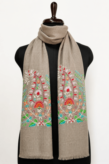The Gulmarg Frost Kashmiri Wool Silk Scarf