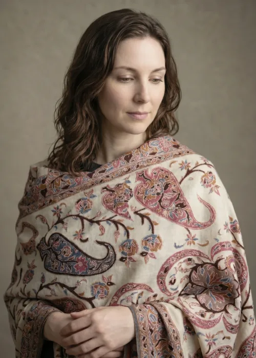 Heritage Ivory Paisley Shawl