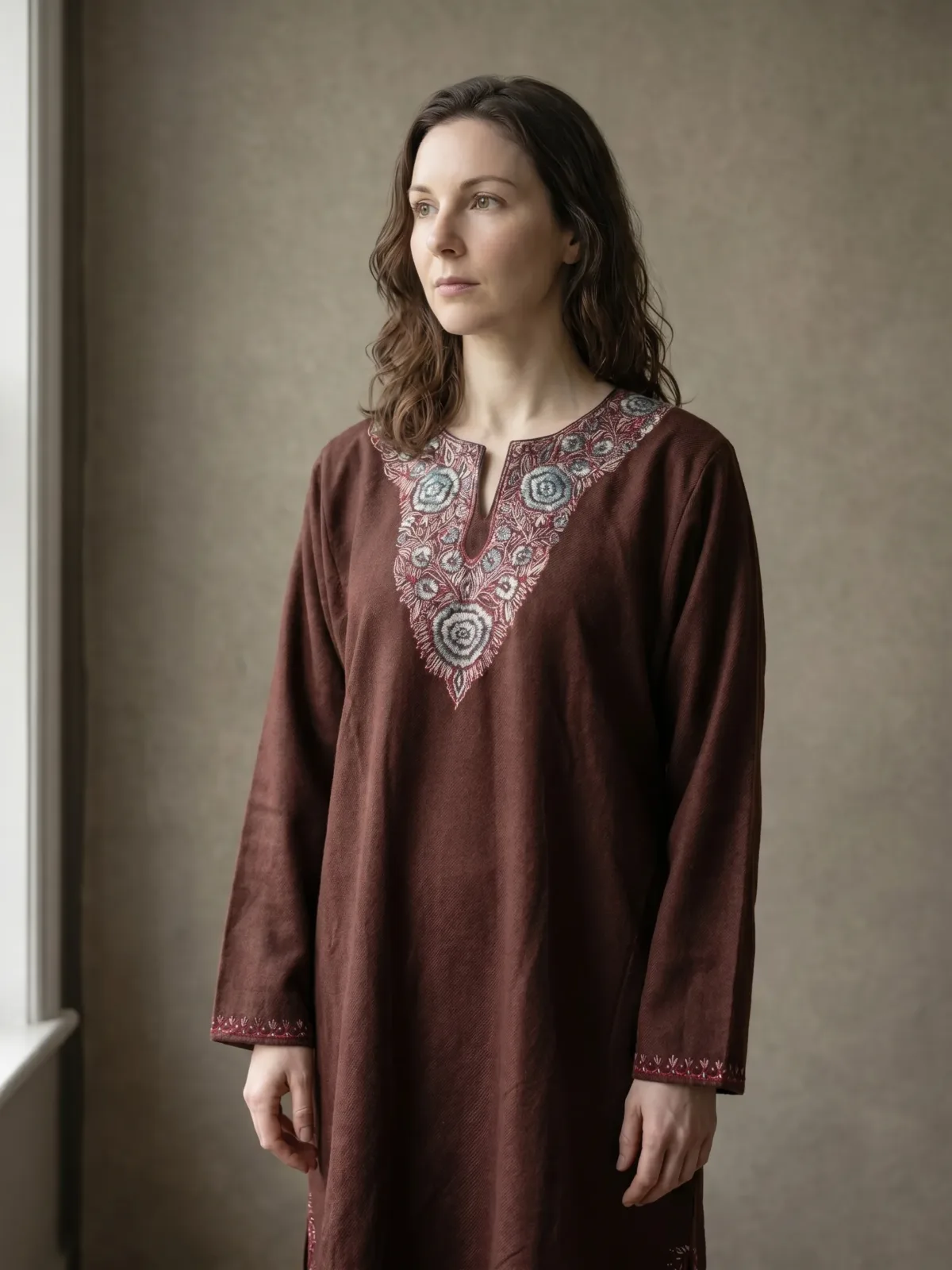 Inaayat Cocoa Hand Needle Work Pheran