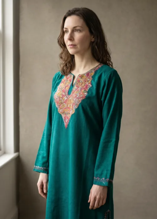 Naazeen Emerald Hand Needle Work Pheran