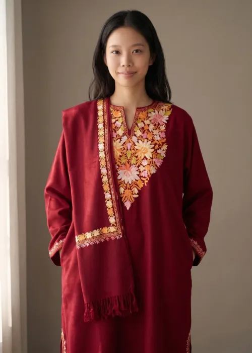 Ruh-e-Laal Aari Embroidered Wool Pheran