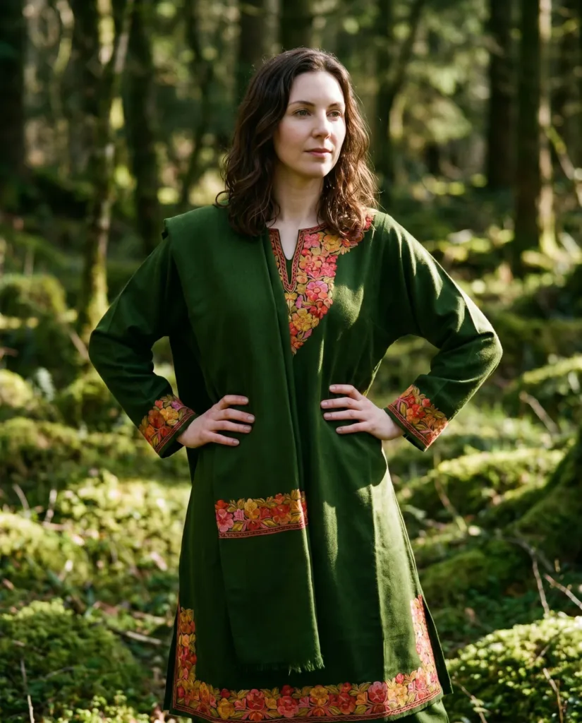 Sabz-e-Gulshan Aari Embroidered Acro Wool Pheran Set
