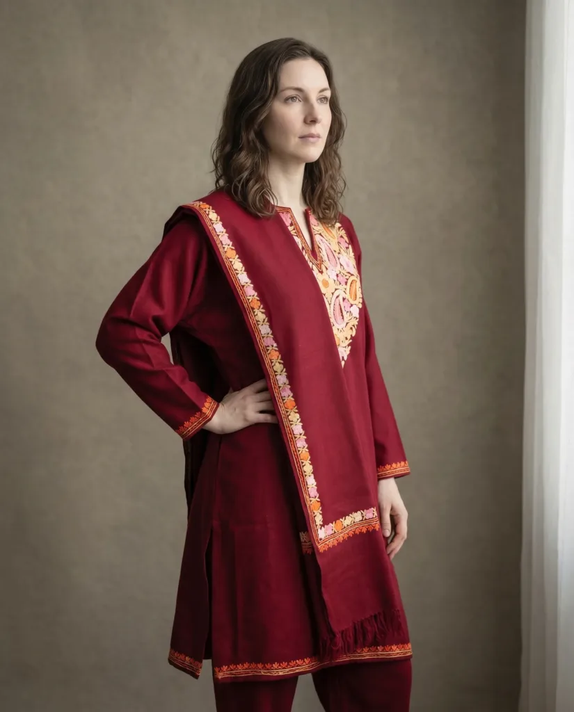 Shaam-e-Anar Aari Embroidered Wool Pheran