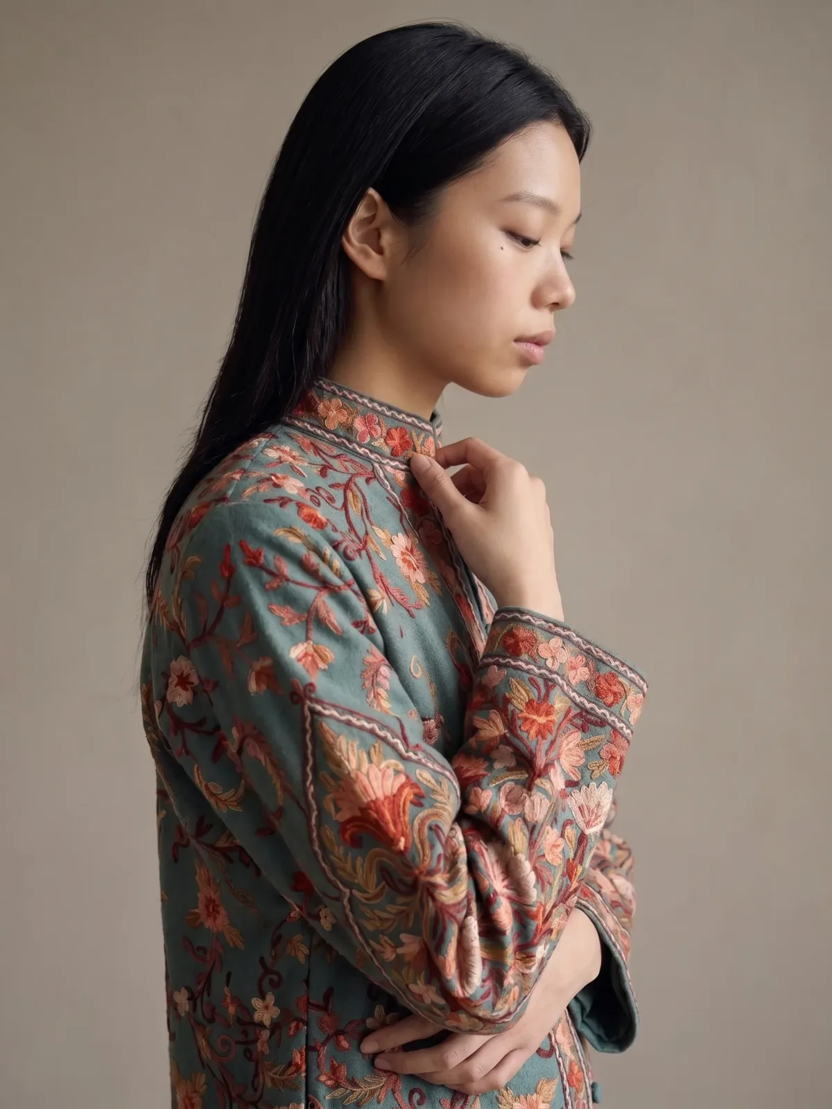 The Autumn Reverie Kashmiri Long Acro Woollen Jacket