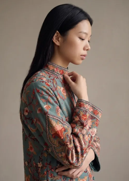 The Autumn Reverie Kashmiri Long Acro Woollen Jacket