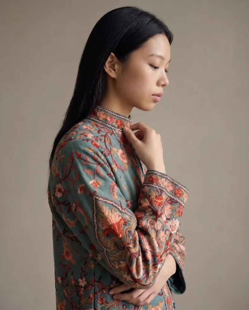 The Autumn Reverie Kashmiri Long Acro Woollen Jacket