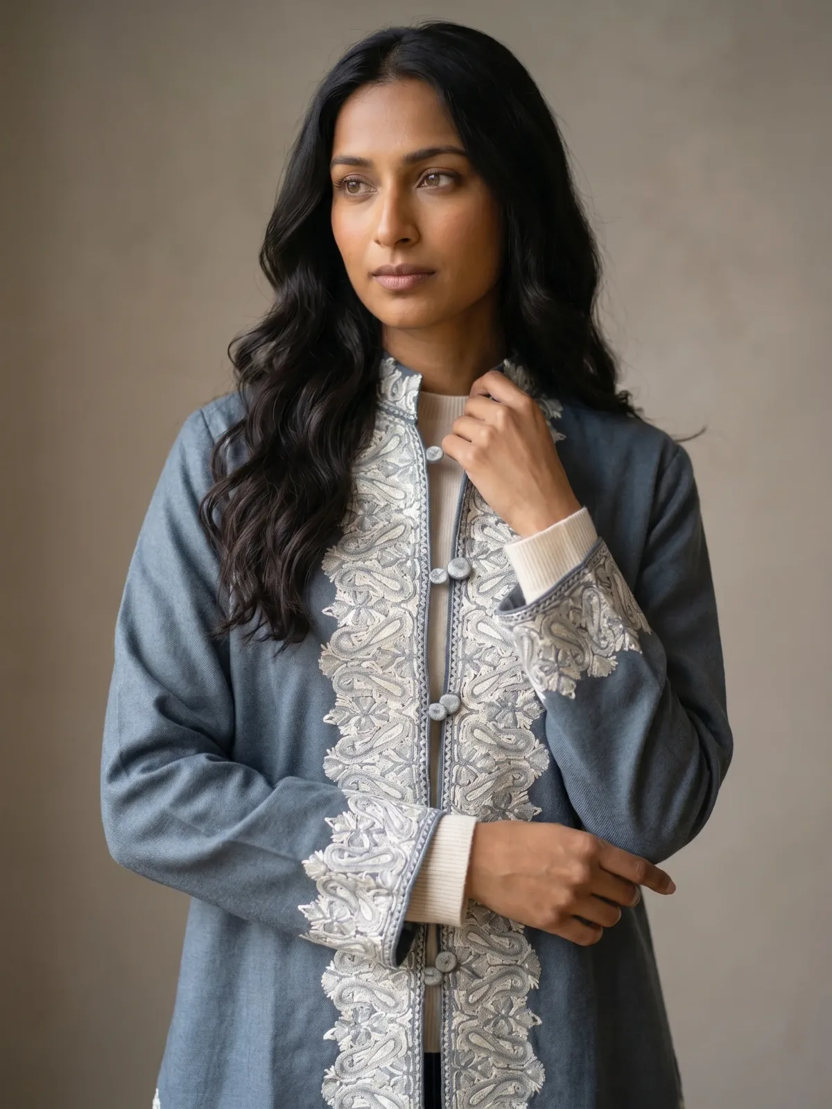The Lidder Mist Kashmiri Short Woollen Jacket
