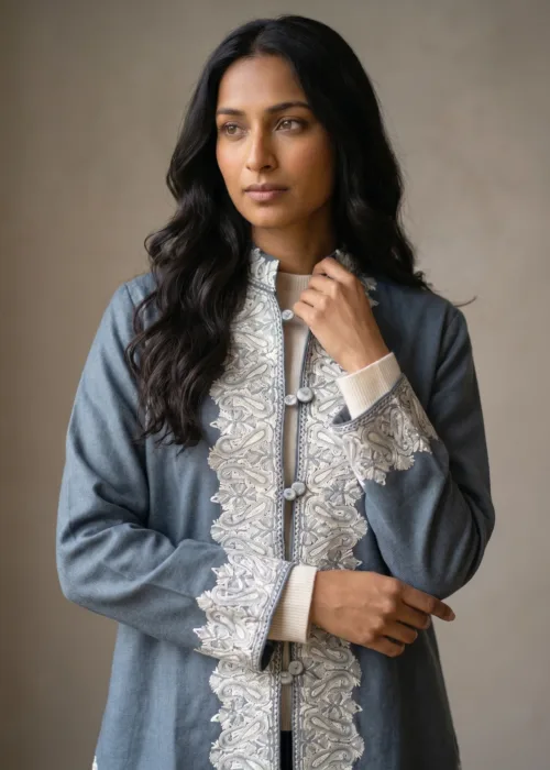 The Lidder Mist Kashmiri Short Woollen Jacket