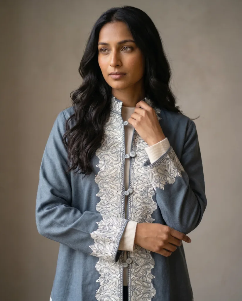 The Lidder Mist Kashmiri Short Woollen Jacket