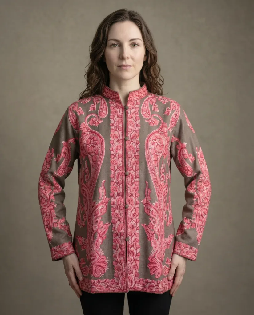 The Nishat Rouge Kashmiri Short Woollen Jacket