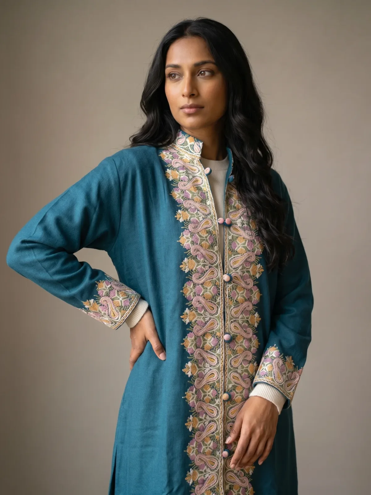 The Verinag Bloom Kashmiri Long Woollen Jacket